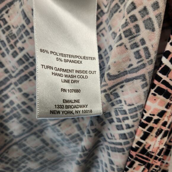 Emaline Women's Size 1X Criss-Cross V-Neck 3/4 Sleeves Pink Black Stretch - Picture 5 of 5